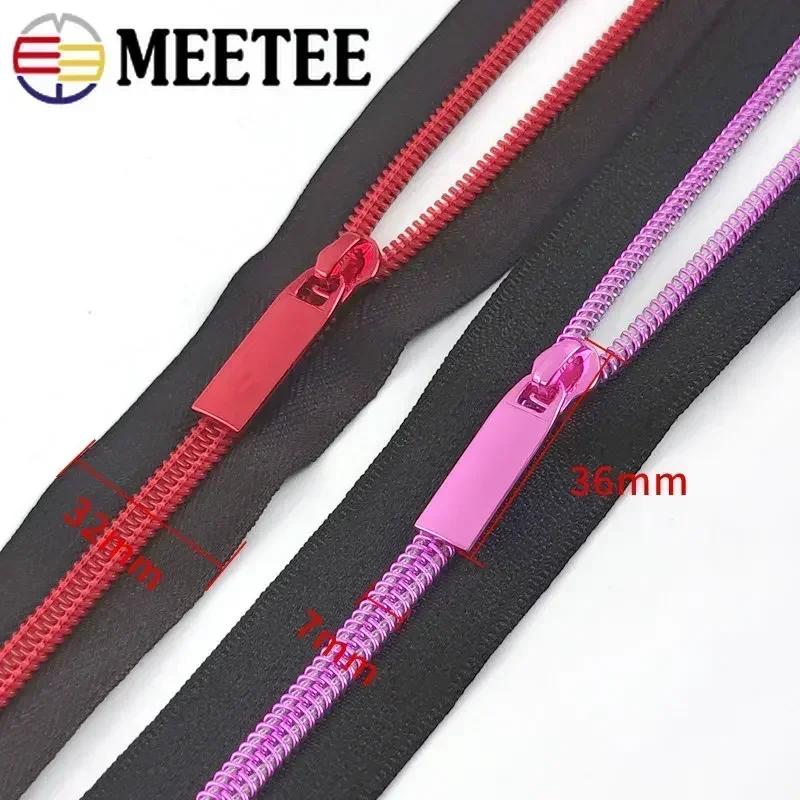Meetee 10/20M 5# Nylon Zippers Tape + Zipper Slider Puller for Sewing Bag Shoes Garment Zips Repair Sew Crafts DIY Accessories