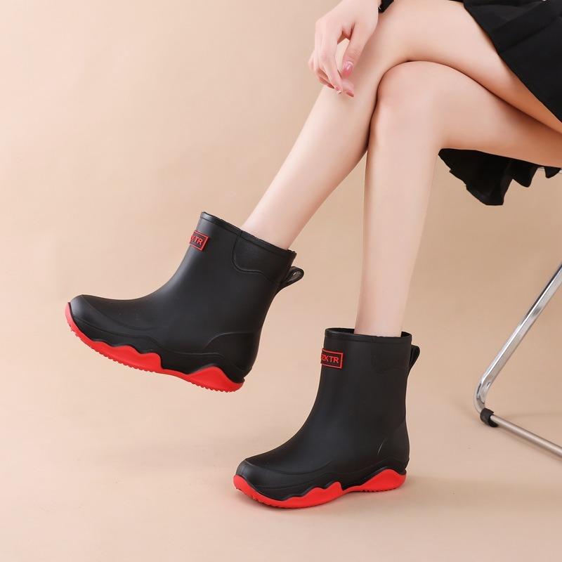Мужские и женские резиновые сапоги, уличные мотоциклетные водонепроницаемые ботинки средней высоты, резиновые ботинки на толстой подошве, легкие галоши