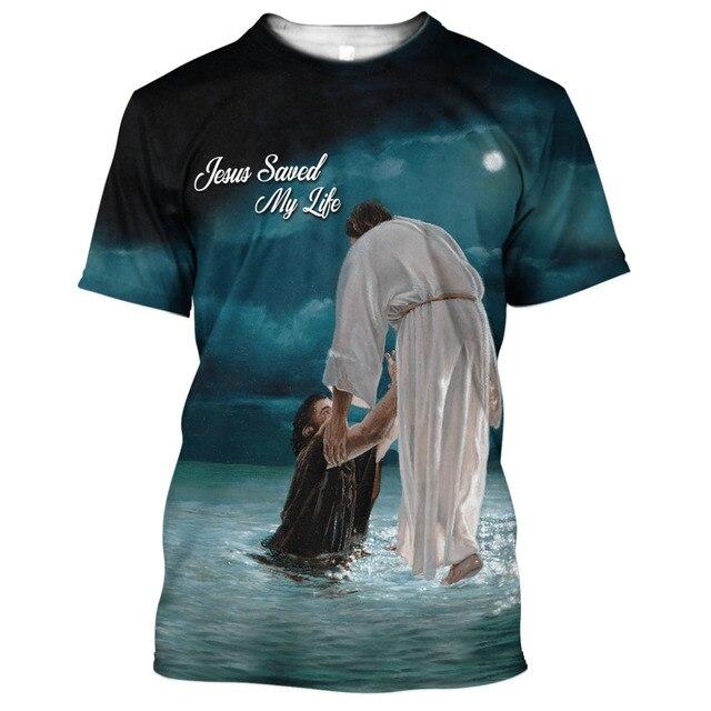 Летние повседневные универсальные мужские футболки с 3D принтом «Иисус Христос», уличная одежда с круглым вырезом и короткими рукавами, футболка большого размера, мужская одежда