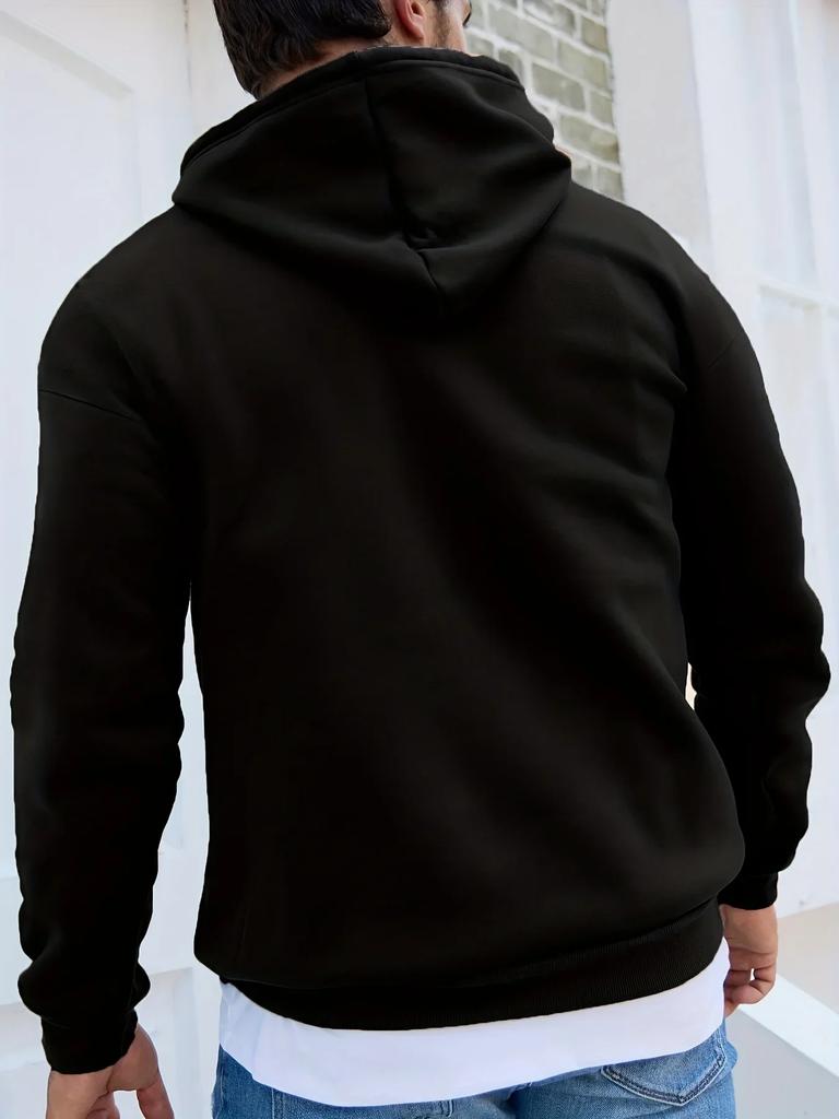 Kpop Trend Hustle Graphic Hoodie For Guys Wealth Cash Front Print Soft Korean Daily Oversized Hip Hop Hooded Top