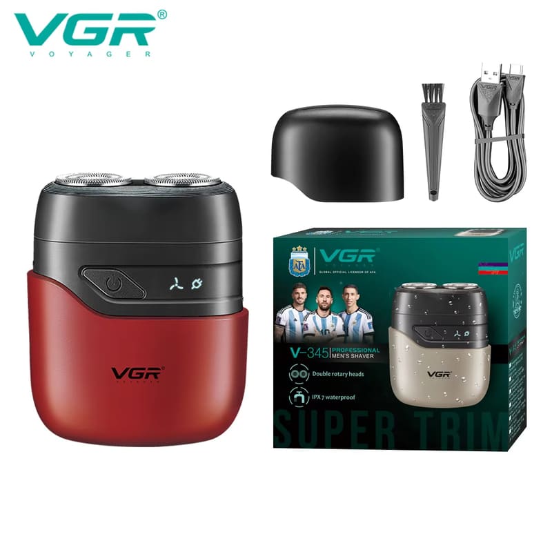 VGR Электробритва Плавающая Двойное лезвие Перезаряжаемая Сетевая Двойного использования Моющаяся Дорожная Портативная Универсальное напряжение Мужская Бритва для висков