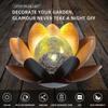 Solar Lotus Light Garden Outdoor Table Decor,Amber Crackle Globe Glass Lotus Flower Light Decoration,Metal Lotus Flower Lamp Waterproof Led Light For