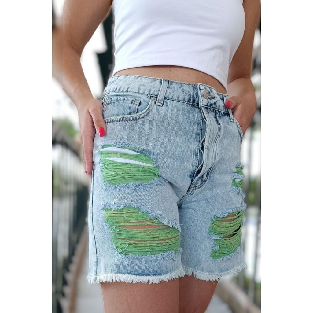 High Waist Torn With Liner Jeans Jeans Shorts