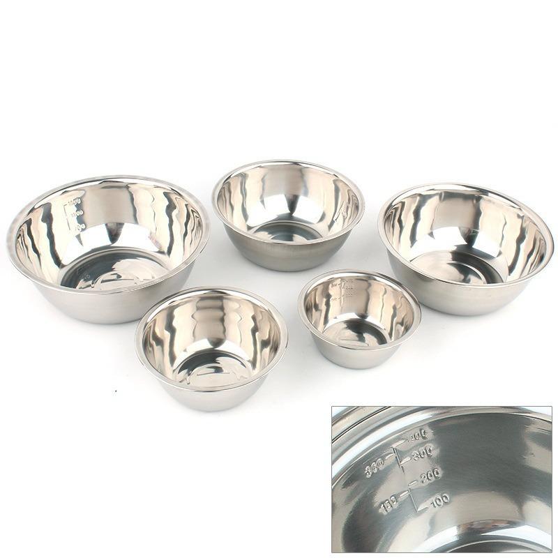 5pcs/Set Stainless Steel Mixing Bowls Non Slip Nesting Whisking Bowls Set Mixing Bowls For Salad Cooking Baking