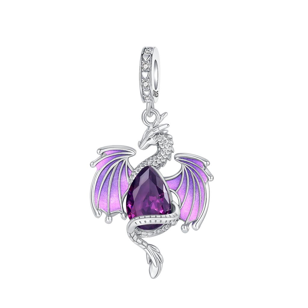 Copper Purple Baby Dragon Flying Dragon Cub Pendant Charm Fit Original Charms Bracelets Women Diy Jewelry Gift