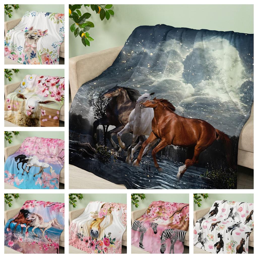 Flannel Pastoral Animal Horse Blanket Crystal Fleece Blanket Spring And Autumn
