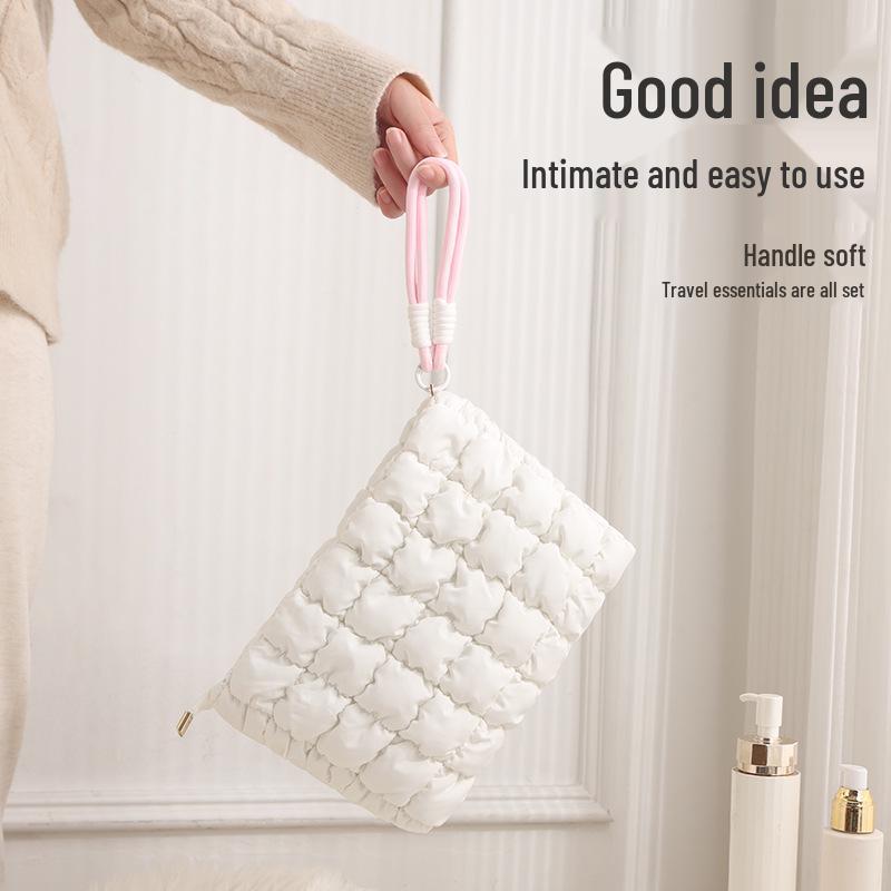 2024 Облако Свежий Однотонный Плиссированный Косметичка: Универсальный, Портативный Клатч для Женщин