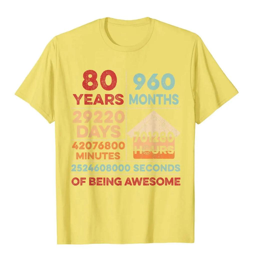 Винтажные подарки на 80-й день рождения 80-летняя 960-месячная футболка Camisa Cotton Man Tees Уникальные оптовые футболки