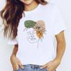 Женская одежда Слон Цветочный тренд 90-х годов Стиль с коротким рукавом Модный принт Летняя футболка с принтом Футболка Леди Женская повседневная футболка с рисунком