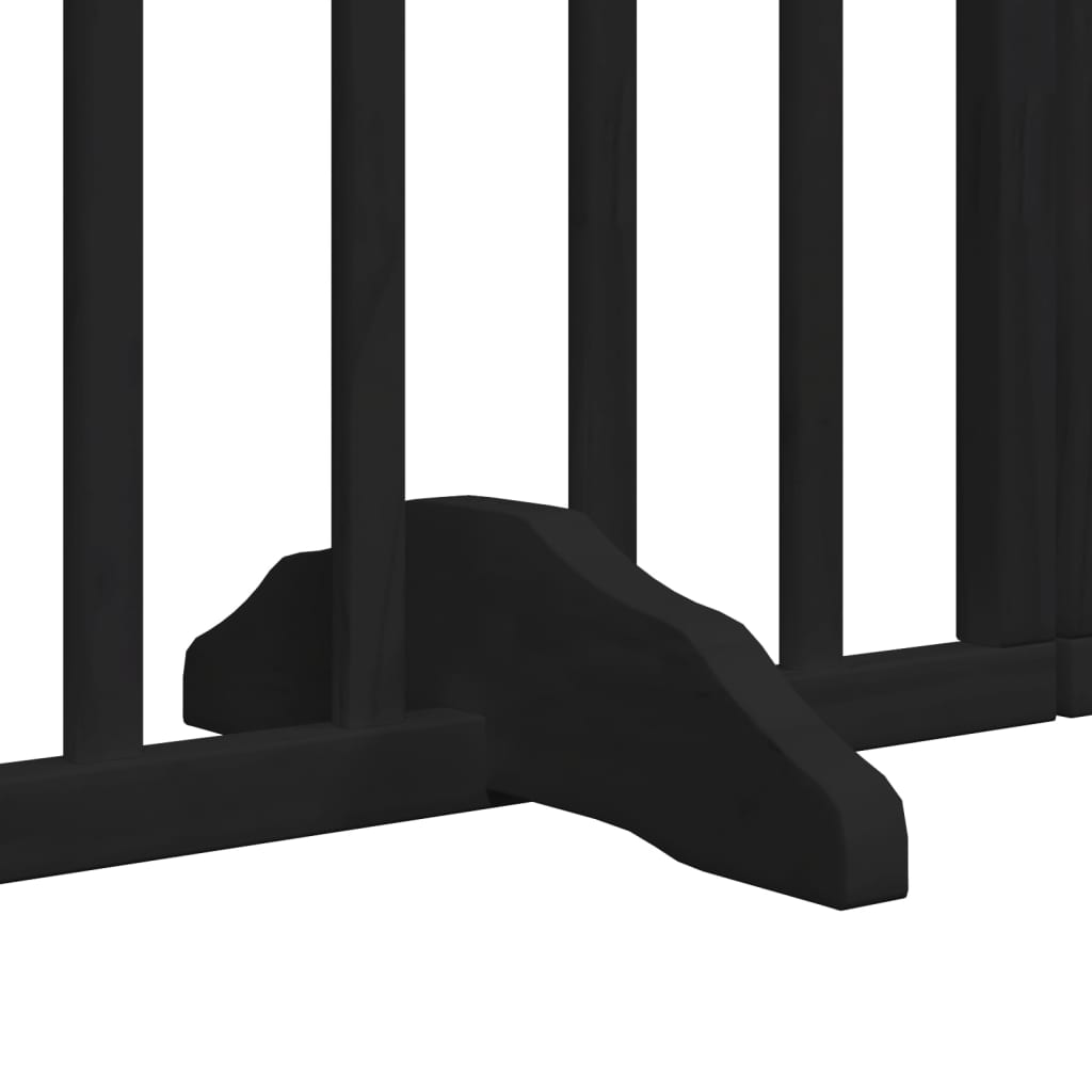 6 Piece Foldable Black Dog Gate 300 cm Poplar Wood