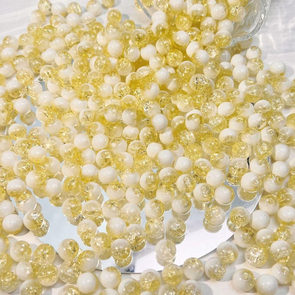50/30 PCS Exquisite Crackle Beads Durable Round Color Glass Beads Loose Beads  Pendant making