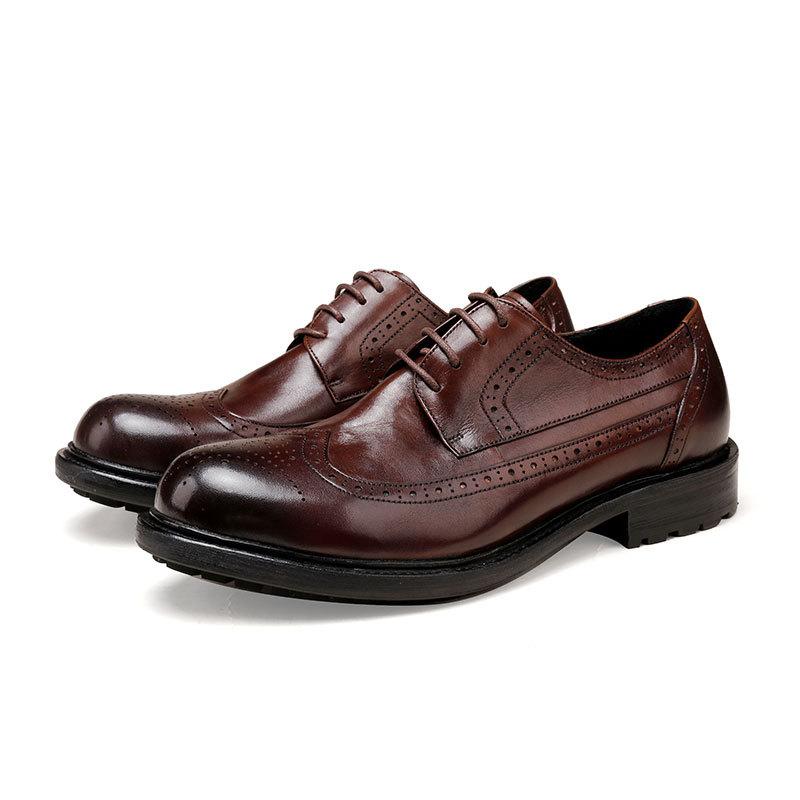 Британские ретро туфли Дерби из коровьей кожи свадебные туфли Tide Brock гравированные деловые повседневные кожаные туфли мужские туфли большого размера Tide