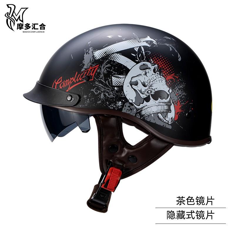 Vintage Style Half Face Motorcycle Helmet ABS Material 3C Certified Unisex Scooter Moped Riding