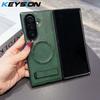 KEYSION Роскошный магнитный чехол из искусственной кожи для MagSafe для Samsung Galaxy Z Fold 7 5G, подставка, беспроводная зарядка, задняя крышка для телефона