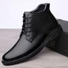 Hot Sale Men's Genuine Leather Shoes High Top Business Boots New Fashion Business Ankle Boots Lace-Up Man Winter Warm Snow Botas