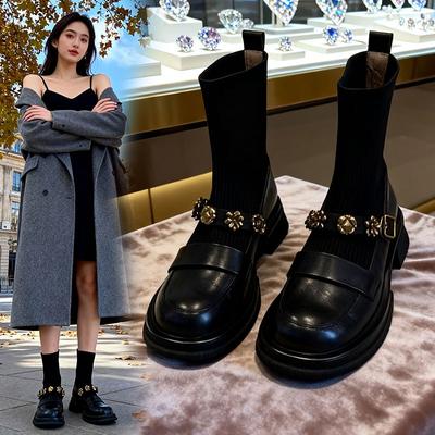 Ботинки мартин детские осенние новые модели в этом году популярные маленькие короткие ботинки ботинки-носки тонкие ботильоны