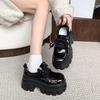 [Fanfna] Thick-soled heightening muffin small leather shoes for women's 2025 autumn new super high-heeled small JK loafers