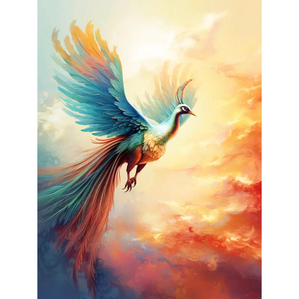 Алмазная картина Милая девушка Круглая алмазная живопись Ручная работа Феникс Животное Искусство Картина маслом Diy Алмазная мозаика Картина Украшение дома Рождественский подарок
