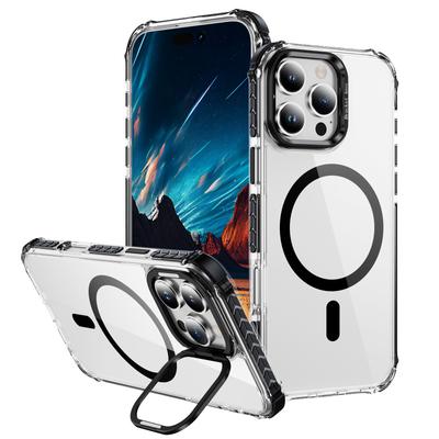 Чехол для телефона Apple 16pro, Прозрачный с магнитной фиксацией, Нишевое ощущение высокого класса, Металлическая рамка объектива в стиле Ins, Чехол для телефона с невидимой подставкой