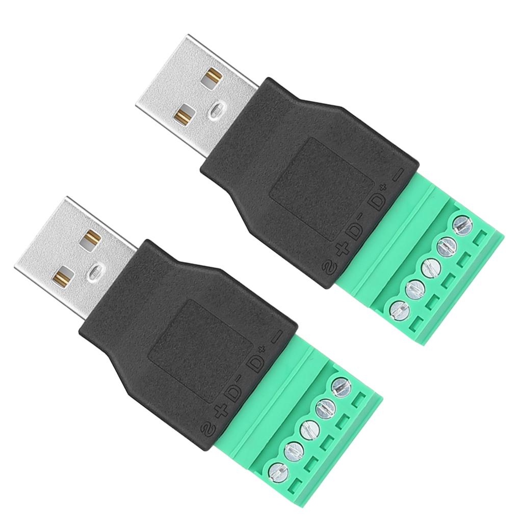 2 шт. USB штекер на 5-контактный винтовой клеммный адаптер-коннектор