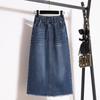 New 2025 Plus Size Spring Elastic Denim Skirts Women Fashion Loose A-Line Skirt High Waist Vintage Maxi