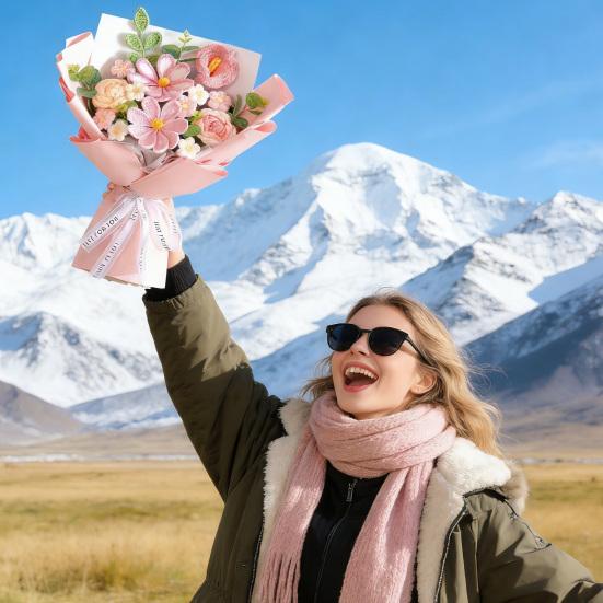 Искусственные Цветы Ручной Работы Крючком Букет Цветов Мягкая Хлопковая Пряжа Не Требует Ухода Гибкие Стебли Искусственный Цветок Розы Свадебное Украшение