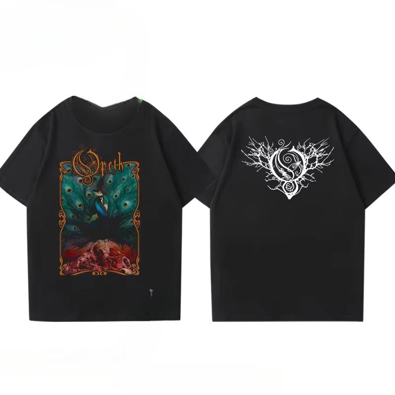 Vintage Progressive Death Metal Band Printed T-shirt for Men and Women Fashion Opeth Band Short-Sleeve Daily Wear Cool Top