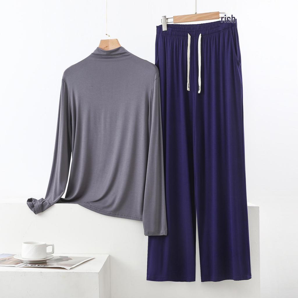 Женский пижамный комплект с высоким воротником и длинным рукавом с защитой плеч - Мягкий, гладкий, больших размеров, летняя одежда для сна