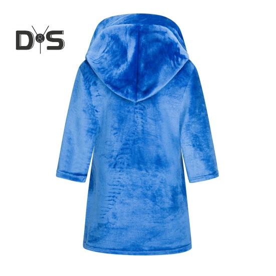 Фланелевый халат с капюшоном и завязкой на талии для девочек, мягкий пушистый банный халат для детей, теплый банный халат с принтом, капюшоном и карманами