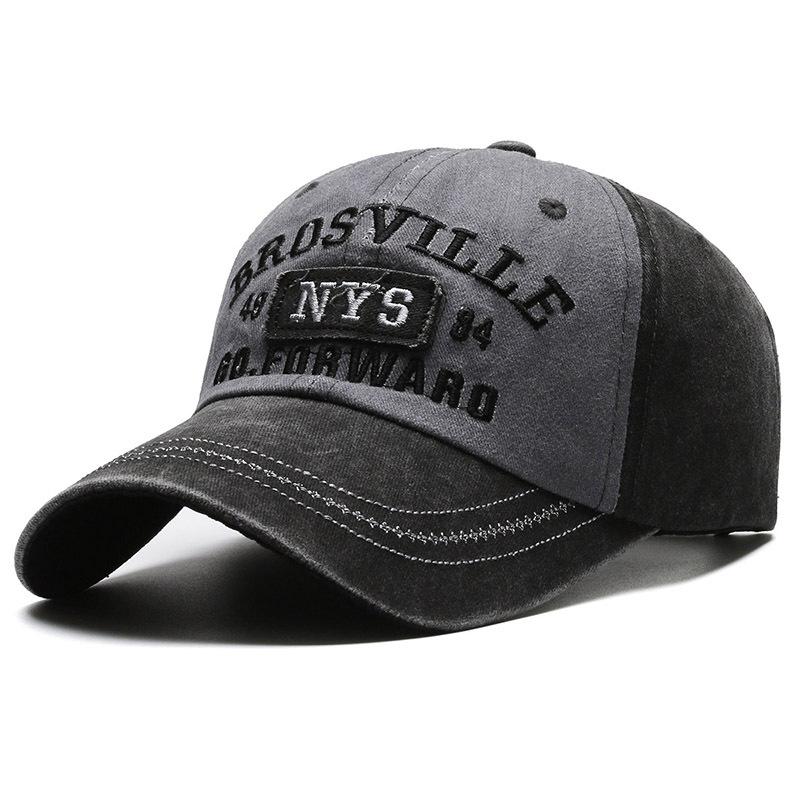 Men & Women All-Season Denim Baseball & Bowler Caps Official Washed Embroidered Letter Curved Brim Sun Protection Outdoor Hats