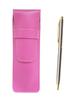 Пенал из розовой зернистой кожи, набор из шариковых ручек из нержавеющей стали 902 SASP-902