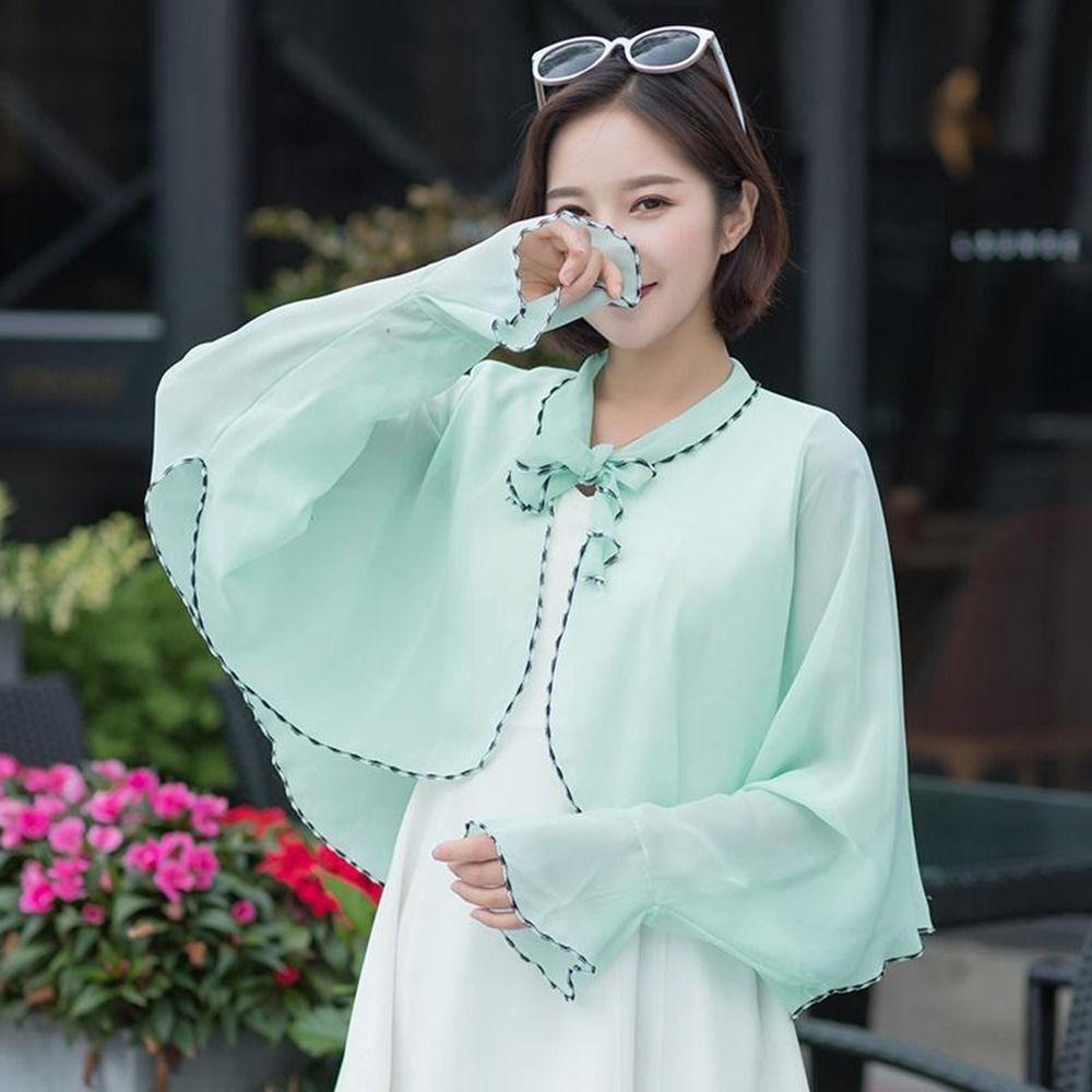 Cover Long Sleeves Scarves Chiffon Scarf Sunscreen Shawl Korean Style Shawl Sun Protection Cape