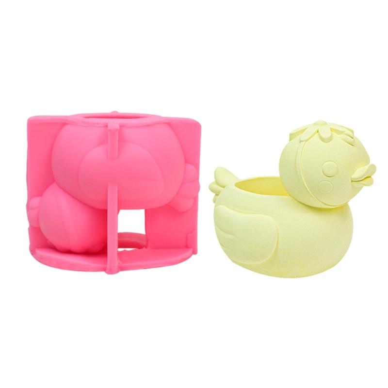 Duck Pen Holder Silicone Mold Table Ornament Succulent Planter Flowerpot Molds Epoxy Resin Mold Plaster Making Tool