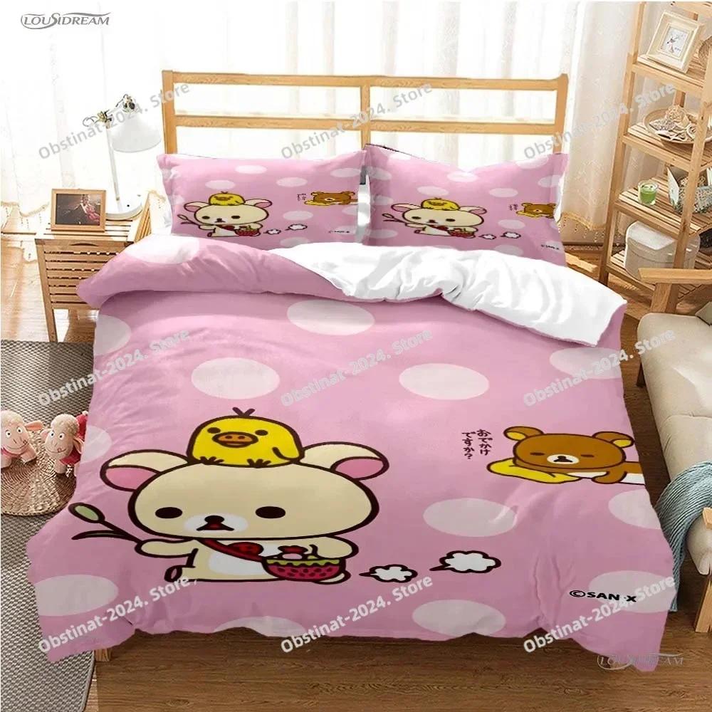 Милая мультяшная M-MAMEGOMA Всесезонное постельное белье Kawaii Комплект постельного белья Мягкое покрывало и наволочки Подростковое Односпальное Двуспальное Queen King