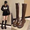 Длинные сапоги женские на толстой подошве весна и осень 2025 новые рыцарские сапоги тонкие ботинки Martin, но высокие сапоги до колена британские длинные сапоги