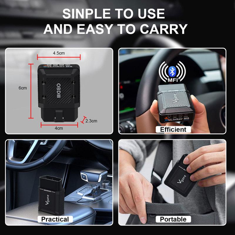 2025 Новый Vgate vLinker MS BT Автомобильный OBD2 Сканер для 12В/24В ELM327 V2.3 Диагностический инструмент для всех систем CH LS HS SW MS CAN