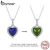 BAMOER, стерлинговое серебро 925 пробы, кулон с камнем в форме сердца, ожерелье с изменением цвета, цепочка на шею с драгоценным камнем для женщин, подарок на День святого Валентина