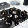 Crack Resistant Dice 5/10/15Pcs 16mm Black with Golden Dots, 6-Sided Acrylic Smooth Rolling Gaming Set, Classic Tabletop Board Game Accessories