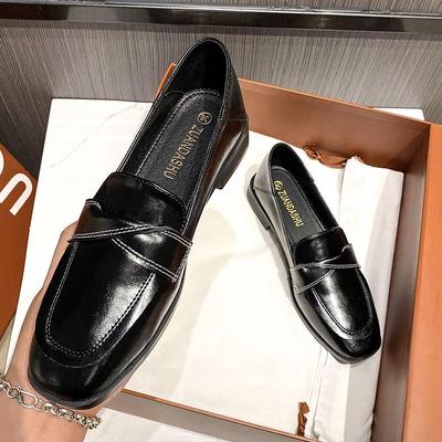 Ретро бесшовные лоферы для женщин – новые кожаные туфли на толстом каблуке в британском стиле 2025 года, размеры 41-43