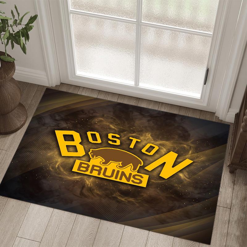 Дизайн Boston Bruins Кристальный Велюровый Ковер Уютный Не?Нескользящий ковер с принтом для спальни, гостиной, прихожей