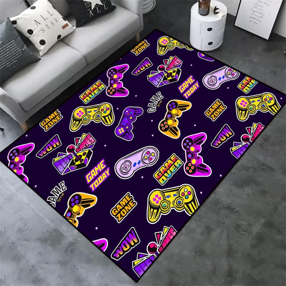 Boys Room 3D Game Carpet Large Gaming Rug Controller Design Children's Crawling Play Anti-Slip Floor Mat Home Bedroom Decor Rugs
