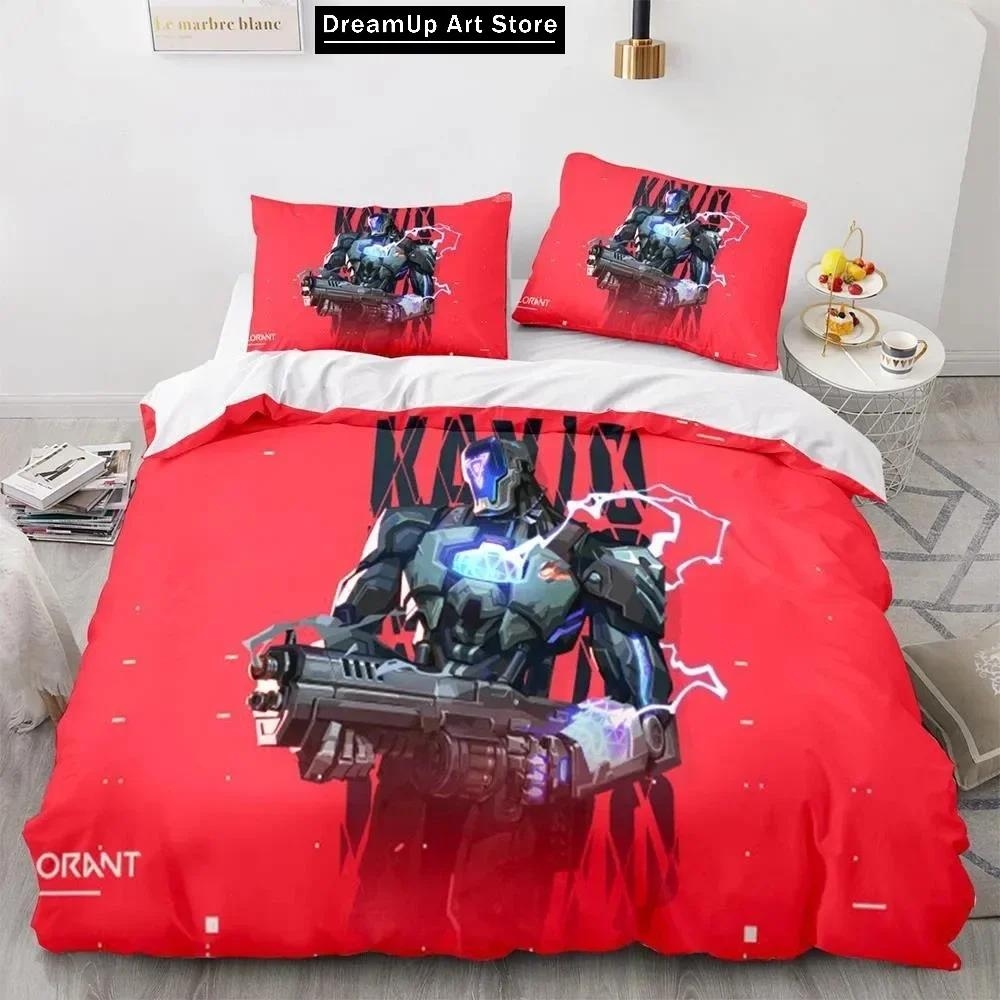 3D Print Fashion Game Valorant Neon Bedding Set Boys Girls Twin Queen Full Size Duvet Cover Pillowcase Bed Adult Bedroom