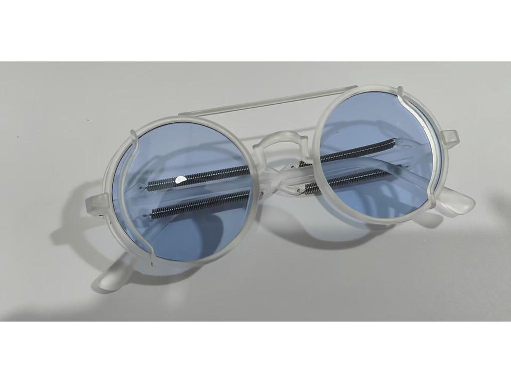 Солнцезащитные очки в круглой оправе с двойным лучом в европейской и американской оправе и цветными пружинными ножками