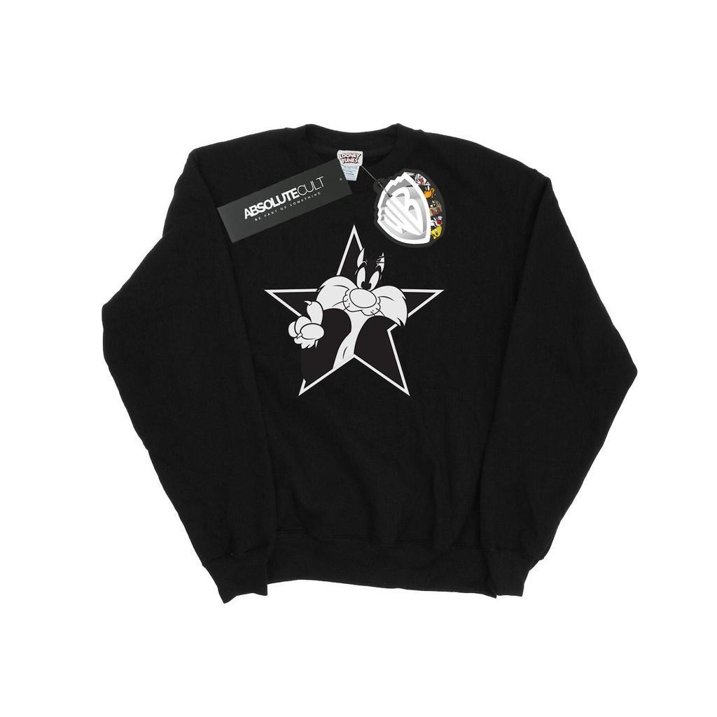 Looney Tunes Mens Sylvester Mono Star Sweatshirt
