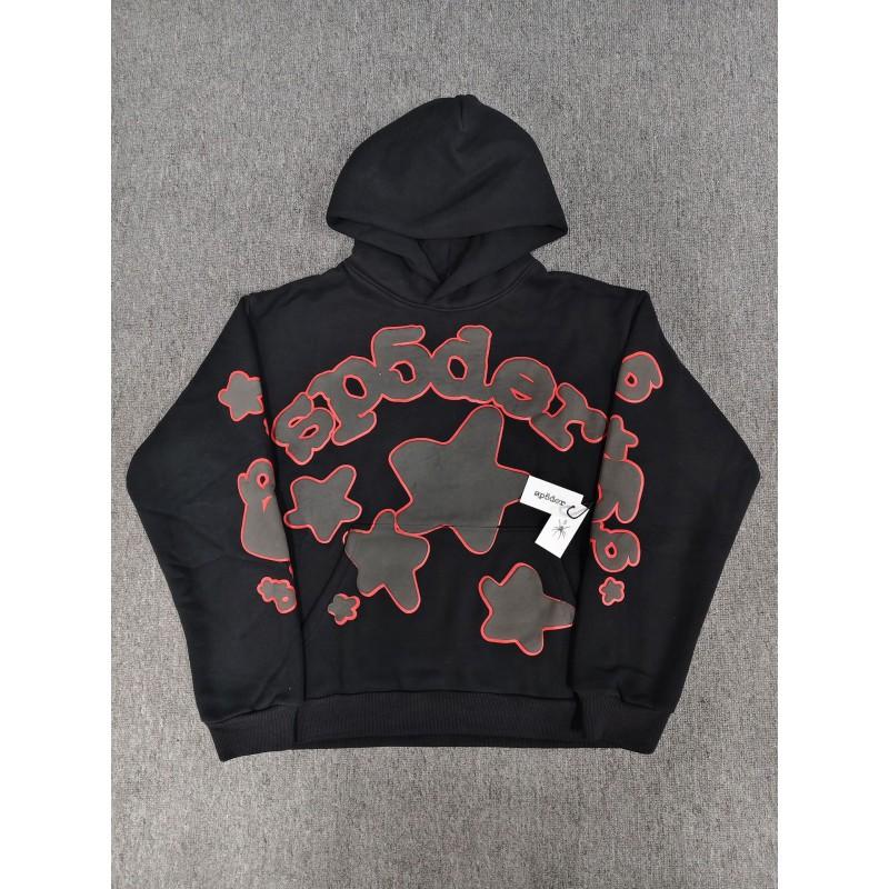 Mens Heavyweight 450g Cotton Hoodie With 3D Puff Print Spider Streetwear Loose Fit Pullover Sweatshirt