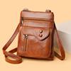 Vintage Mini Small Crossbody Bag Pu Leather Double Layer Pocket Zipper Phone Purse Wallet Women Handbag Single Shoulder Bags
