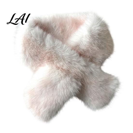 Soft Warm Wrap for Winter Coat Plush Cross Scarf Stylish Faux Fur Neck Warmer Warmer Women Double-Sided Thermal Elegant Scarf Ladies Girls