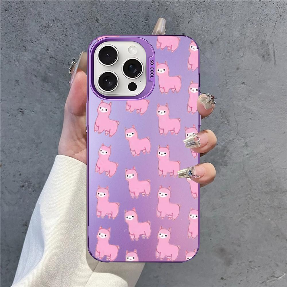 Alpaca Animals Cartoon Colorful Phone Case For IPhone 18 16 15 14 13 12 11 Pro Max X XR XSMAX Plus Matte Shockproof Back Cover