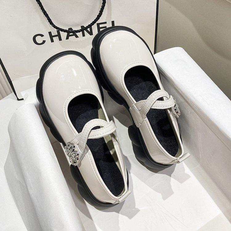 Туфли Мэри Джейн на платформе, женские весенние туфли в студенческом стиле, маленькие кожаные туфли, туфли из свиной почки, одинарные туфли на толстом каблуке