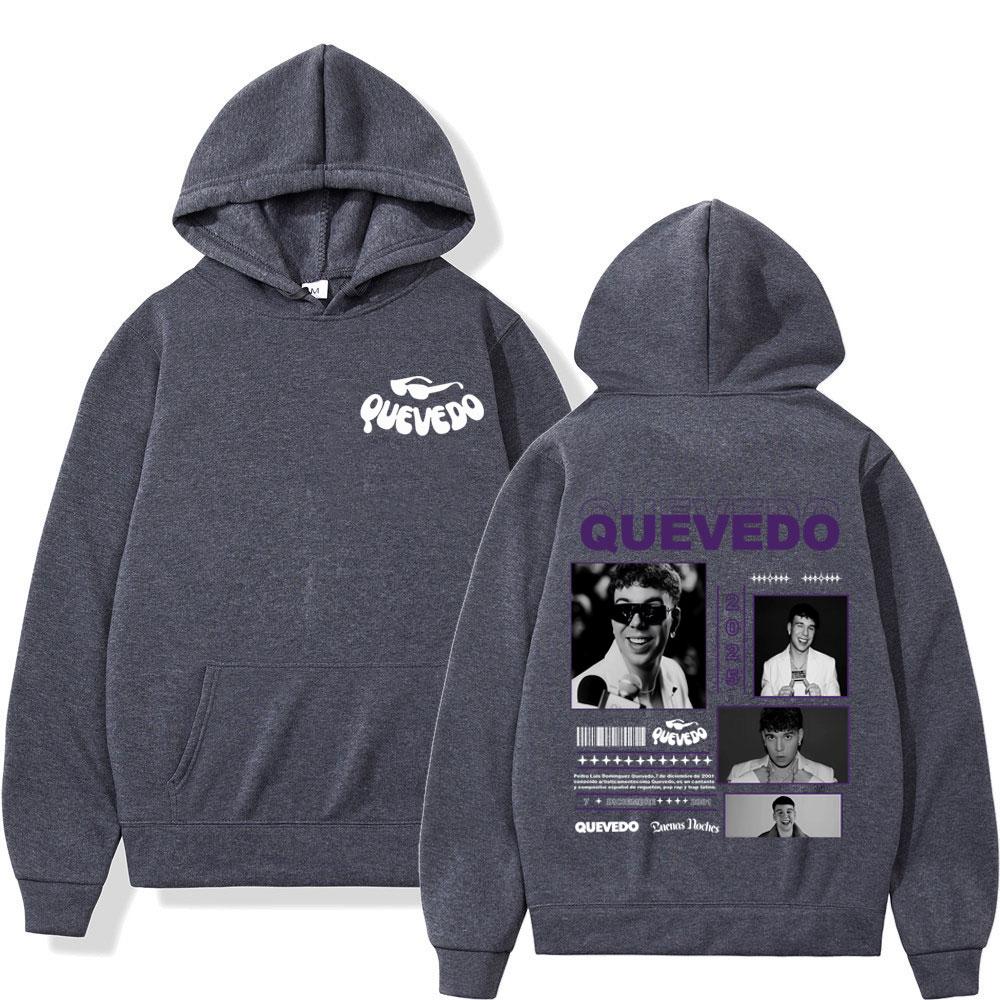 Rapper Quevedo Buenas Noches 2025 Vintage Graphic Hoodie Men Women Fashion Sportswear Tops Long-sleeved Harajuku Casual Pullover